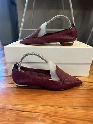 Mocasines planos Nicholas Kirkwood Beya de cuero rojo borgoña en punta 36/US 6,5 Foto 1 de 4
