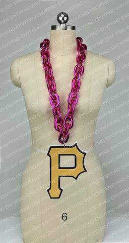 New MLB PITTSBURGH PIRATES Jumbo Big PINK Fan Chain Necklace Foam Cover