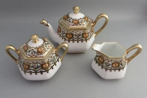 Antique RC Royal Crockery Noritake Nippon Tea Set, Tea Pot Sugar Creamer - Crown - Picture 1 of 19