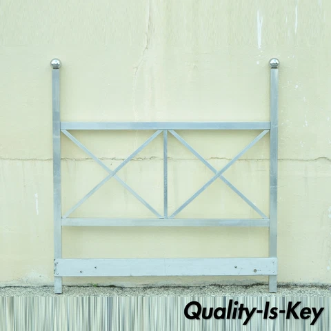 Mid Century Modern Aluminum Metal Queen Size Bed Headboard Finial Post X-Frame Cover