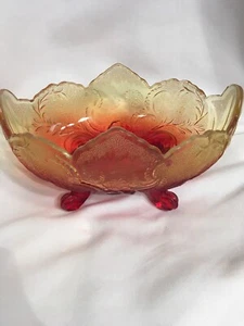 Servizio di piatti in vetro con piedi rossi e gialli Amberina Autumn Ware vintage - Foto 1 di 10