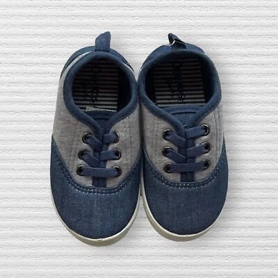 Nuevo OshKosh B'Gosh Niños Pequeños Tenis Sin Cordones Azul Gris Bloque de Color Talla 7 Foto 1 de 4