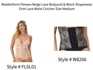 Maidenform Flexees Lace Bodysuit & Shapewear Firm Lace Waist Cincher Size Medium - Picture 1 of 11