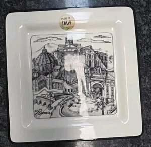 BRUNELLI CITIES ROMA Square Dinner Plate Black White Wall Decor Rome Italy - Picture 1 of 5
