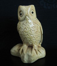 Q4125 - 2 " Hand Carved Japanese Boxwood Netsuke - Owl