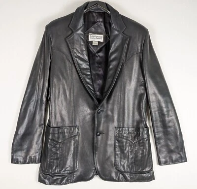 Chaqueta Blazer De Colección Continental EE. UU. Inglés Piel de Cordero Negra 40 Suave Foto 1 de 4