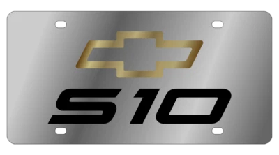 Chevrolet S10 cromado en emblema negro placa de matrícula de acero premium logotipo dorado 3D Foto 1 de 4