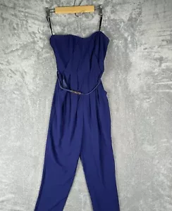 Forever New Jumpsuit Womens Size 10 Navy Blue Sleeveless Belt Formal Corporate - Picture 1 of 11