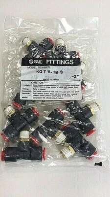 SMC KQT 11-35S Quick Release Male Branch Tee Fitting 3/8" OD X 1/4" (Pack Of 10) - Image 1 of 3