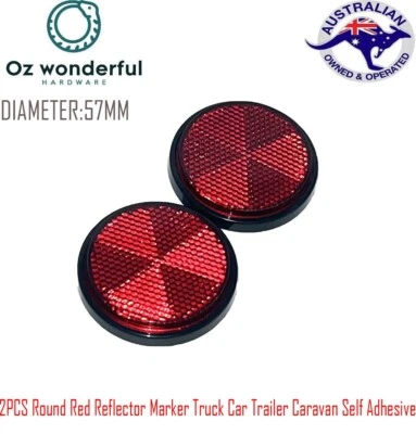 2pc Round Red Reflector Marker Truck Car Trailer Caravan Self Adhesive - image 1 of 4