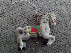 Porcelain Carousel Horse Christmas Ornament - Picture 1 of 5