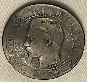 1854 French Napoleon III Coin - 10 Centimes