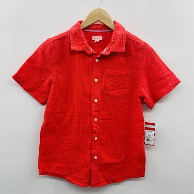 Cat & Jack Youth Boys Large 10/12 Short Sleeve Gauze Woven Shirt in Red 1738 - Image 1 of 4