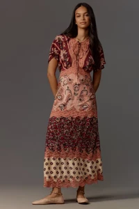 Farm Rio New Anthropologie Glam Tapestry Laces Maxi Dress Fairy Size XL NWT - Picture 1 of 3