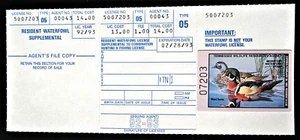 1992 Tennessee Resident Duck Stamp TN16, 3 part card, with typing, Wood Ducks - Picture 1 of 2