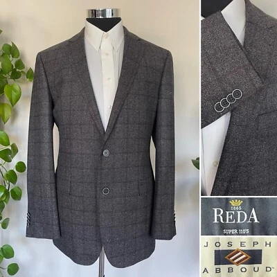 Joseph Abboud Mens Two Button Blazer Plaid Reda Wool Sport Coat Blazer Size 42L - Image 1 of 4