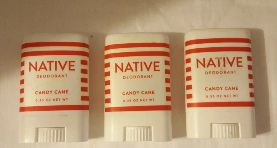 6 Native Candy Cane Mini Deodorant .35 Oz Travel Size