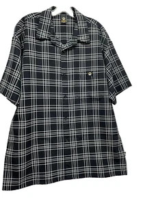 Lowrider Shirt Mens Large Button Up Black Plaid Pocket Cholo Homies (F4) - Picture 1 of 6