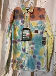 Heritage America Denim Men’s Extra-Large Tie-Dyed Long Sleeve Button Down Shirt - Picture 1 of 11