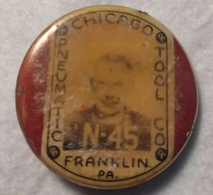 Antik Chicago Pneumatic Tool Company Mitarbeiterabzeichen Franklin PA Zelluloid Pin - Bild 1 von 8
