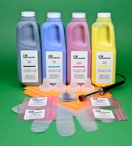 HP 4700 4700dn 4700dtn 4700n 4700ph+ 4-Color Toner Refill Kit w/Hole-Making Tool - Picture 1 of 1