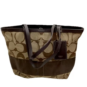 Coach Tasche Damen Doppel Leder Braun Riemen - Bild 1 von 10