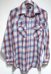 Vintage Levi's BLAU WEISS ROT KARIERT Western Hemd LARGE 80er Cowboy Druckknöpfe USA weich - Bild 1 von 10
