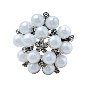 Vintage Inspired Alloy Rhinestones Floral Brooch With Secure Clasp For Outfit - Picture 1 of 8