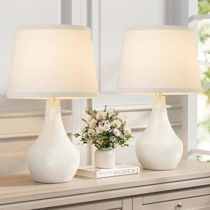 Modern Ceramic Table Lamps for Night Stands - Bedside Lamps Set of 2 for Nigh... - Bild 1 von 8