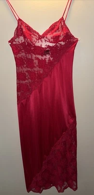 VTG Bob Mackie For Glydons Slip Dress Nightgown, Red Lace,  Sz M, Classy Sexy - Image 1 of 4