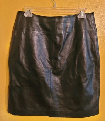 Falda de cuero genuino Valerie Stevens negra forrada abertura suave 12P (31W x 20L) usada en excelente estado Foto 1 de 4