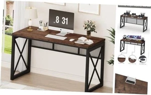 Farmhouse Computer Desk, Modern Industrial Home Office Desks, Wood Metal - Picture 1 of 8
