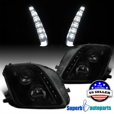 Fits 1997-2001 Honda Prelude Black Smoke Projector Headlights Lamps Foto 1 de 4