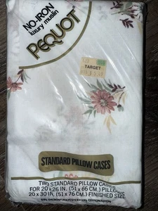 Pequot NOS Federe per Cuscini Vintage Standard Confezione da 2 Mussola Poliestere Made in USA (A) - Foto 1 di 4