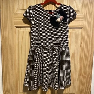 Marmellata Size 6X Black Polka Dots & Rose Dress Polyester, Lace & Spandex - Picture 1 of 8