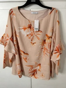 Evans Womens Peach Floral Blouse - Size 20 NWT - Picture 1 of 8