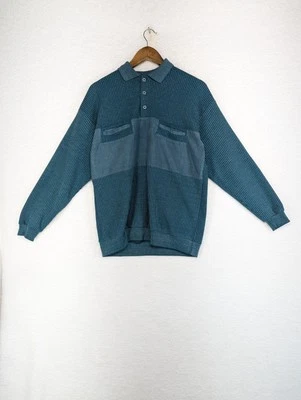 Camisa Vintage Essentials International Azul Teal 1/4 Abotonada Años 90 80 M Foto 1 de 4