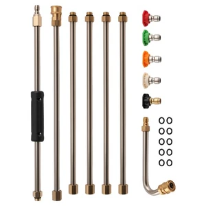 15 Inch 4000 PSI Pressure Washer Wands Brass Fitting 1/4 Connect 5 Nozzles - Picture 1 of 12