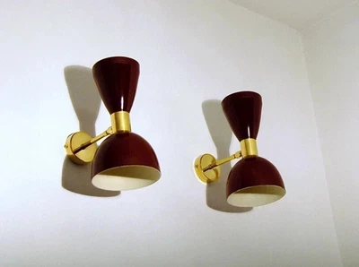 Par 2 Bombillas Años 50 Mediados de Siglo Latón Italiano Diabolo Aplique de Pared Regalo de Navidad Foto 1 de 4