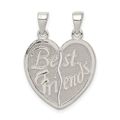 925 Plata de Ley Sólido Dos Piezas Romper Apart Best Friends Colgante Corazón - Imagen 1 de 3
