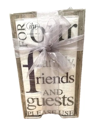 NWT Boston International Purple Friends & Guests 3-Ply Napkins and Caddy. 32 Ct - Image 1 of 4