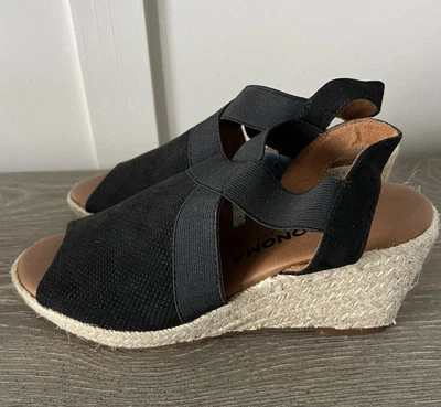 Sandalias de cuña negras corales Sonoma para mujer talla 6M Vitalize Ortholite Foto 1 de 4