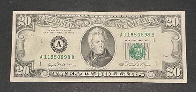1981 $20 Dollar Bill With Serial Number A11850898B - About Uncirculated Conditio - Image 1 of 2