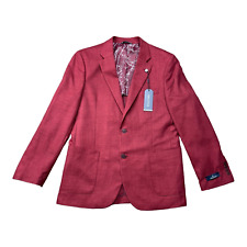 Slim Fit Linen-blend Blazer - Dark red - Men