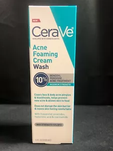 CeraVe Acne Foaming Cream Wash (10% Benzoyl Peroxide Acne Treatment) 5 Fl OZ - Picture 1 of 13