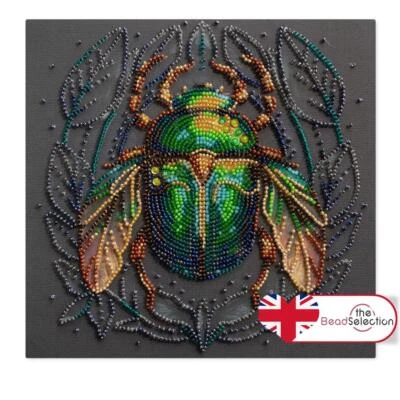 EMERALD BEETLE ABRIS ART BEAD EMBROIDERY KIT MIDI 20cm x 20cm ( AMB-105) - Image 1 of 4