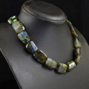 Untreated 508 Cts Natural Labradorite Faceted Beads Womens Necklace JK 16E354 - Picture 1 of 3
