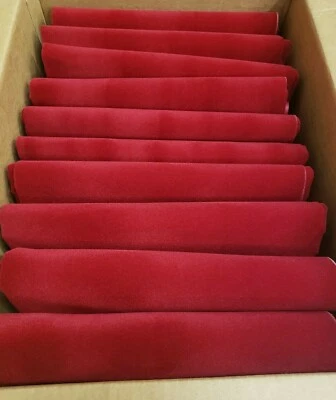 Lote 10 patios de tela de terciopelo rojo cereza paquete cortes-rollo extremo restos artesanales Foto 1 de 4
