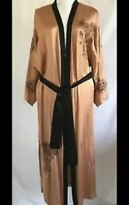 ZARA ROSE GOLD FLORAL SATIN KIMONO SIZE XS-S (missing belt) - Picture 1 of 2