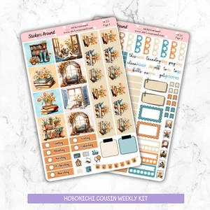 Spring Reading Planner Sticker Hobonichi Cousin Weekly Kit, Book Lover Sticker - Picture 1 of 2